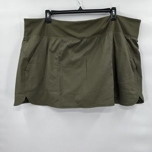 Zuda Skort Womens 3XP Olive Green‎ Activewear Tennis Stretch Comfort Workout